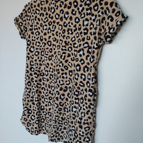 Leopard Print Baby Doll Top With Short Sleeves , Cheetah Top Girls Various NWT - Picture 7 of 16